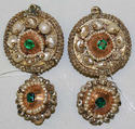 Earrings, silver, pearl, Indian