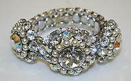 Bracelet, metal, simulated jewels, American