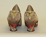 Pumps, Pierre Yantorny (Italian, 1874–1936), (a, b) silk; (c–h) wood, French