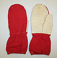 Ski mittens, cotton, leather, American