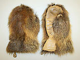 Mittens, leather, fur, American