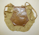 Bag, leather, silk, cotton, American