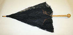 Parasol, silk, cotton, wool, steel, American