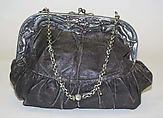 Purse, leather, metal, probably American