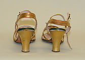 Sandals, Saks Fifth Avenue (American, founded 1924), leather, glass, American