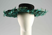 Hat, Sally Victor American, Wool, feathers, American