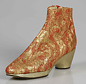 Evening boots, Beth Levine American, Silk, metallic, leather, American