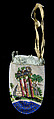 Pouch, Glass, silk, linen, leather, probably French