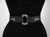 Evening belt, House of Chanel  French, wool, leather, rhinestones, metal, French