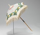 Parasol, silk, glass, wood, metal, ivory, linen, American