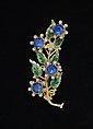 Pin, Metal, glass, rhinestones, American