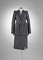 Ensemble, House of Balenciaga (French, founded 1937), (a) wool, cupro, synthetic; (b) wool, cupro, synthetic, metal; (c) silk, mother-of-pearl; (d, e) leather, synthetic; (f) metal, synthetic, French
