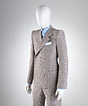 Ensemble, House of Balenciaga (French, founded 1937), (a) cotton, cupro, tortoiseshell, (b) cotton, mother-of-pearl, viscose, (c) cotton, acetate, cupro, metal, synthetic, (d, e) leather, wood, metal, (f) paper, French