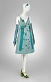 Ensemble, Prada (Italian, founded 1913), (a) viscose, nylon, polyester, elastane, glass, metal, (b, c) glass, metal (d, e) ostrich skin, lambskin, (f) plastic (acrylic), metal, (g, h) silk, leather, metal, Italian