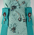 Ensemble, Prada (Italian, founded 1913), (a) viscose, nylon, polyester, elastane, glass, metal, (b, c) glass, metal (d, e) ostrich skin, lambskin, (f) plastic (acrylic), metal, (g, h) silk, leather, metal, Italian