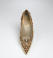 Shoes, House of Dior (French, founded 1946), silk, leather, metallic threads, plastic, glass, French
