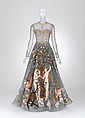 Evening dress, Valentino (Italian, founded 1959), silk, feather, glass, metal, Italian