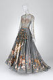 Evening dress, Valentino (Italian, founded 1959), silk, feather, glass, metal, Italian
