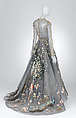 Evening dress, Valentino (Italian, founded 1959), silk, feather, glass, metal, Italian