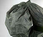 Dress, silk, linen, mother-of-pearl, metal, American