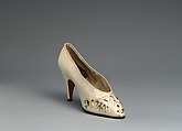 Evening shoes, Herbert Levine Inc. (American, founded 1949), silk, metallic thread, leather, American