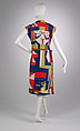 Dress, Textile designed by Ruth Reeves (American, Redlands, California 1892–1966 New Delhi, India), linen, plastic (Bakelite), American
