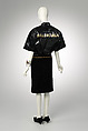 Ensemble, House of Balenciaga (French, founded 1937), (a) plastic (polyethylene), (b) synthetic fiber, metal, (c, d) synthetic fiber, leather, metal, (e) plastic, (f) metal, French