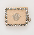 Clutch, Gianni Versace Italian, silk, metal, glass, Italian