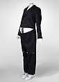 Ensemble, Comme des Garçons (Japanese, founded 1969), (a) wool, cupra; (b) cotton, mother-of-pearl; (c) cotton, polyester; (d) polyester; (e) polyester; (f, g) polyester, synthetic leather, synthetic rubber; (h, i) metal, Japanese