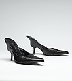 Ensemble, Olivier Theyskens (Belgian, born 1977), (a) cotton, jet, metal; (b) silk, jet, mother-of-pearl; (c) leather, synthetic fiber, metal; (d, e) leather, plastic, Belgian