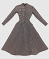 Ensemble, Christian Dior (French, Granville 1905–1957 Montecatini), (a) cotton/rayon/acetate blend
(b) straw
(c–f) metal, French