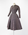 Ensemble, Christian Dior (French, Granville 1905–1957 Montecatini), (a) cotton/rayon/acetate blend
(b) straw
(c–f) metal, French