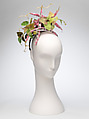 "Borlotti Bean" Headpiece, Deirdre Hawken  British, silk, metal, leather, cotton, plastic (epoxy resin), British