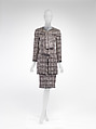 Ensemble, House of Chanel (French, founded 1910), wool, silk, metal, glass, enamel, French