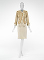 Ensemble, House of Chanel (French, founded 1910), linen, silk, glass, straw, plastic, French