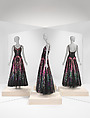 Evening ensemble, House of Chanel (French, founded 1910), silk, plastic, suede, glass, French