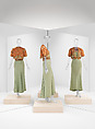 Evening ensemble, Maisons Agnès-Drecoll (French, 1931–1963), a) wool
b) silk
c) coral, silver, rhinestones, French