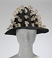 Hat, Issey Miyake (Japanese, 1938–2022), wool, plastic, silk, Japanese