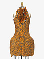 Ensemble, Alexander McQueen (British, founded 1992), silk, feathers, leather, metal, rubber, British