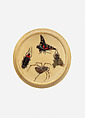 Button, ivory, tortoise shell, mother-of-pearl, Japanese