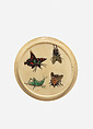 Button, ivory, tortoise shell, mother-of-pearl, Japanese