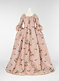 Robe à la française, silk, wool, linen, British