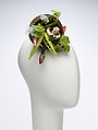 "Vegetables" headpiece, Deirdre Hawken British, straw, leather, cotton, silk, metal, British