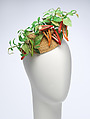 "Peppers" headpiece, Deirdre Hawken  British, straw, leather, glass, plastic, silk, British