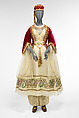Fancy dress costume, silk, cotton, metallic thread, probably British