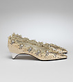 Wedding shoes, House of Dior (French, founded 1946), silk, leather, nylon, glass, metallic thread, French