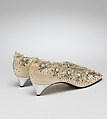 Wedding shoes, House of Dior (French, founded 1946), silk, leather, nylon, glass, metallic thread, French