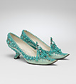 Evening shoes, House of Dior (French, founded 1946), silk, metal, leather, metallic thread, plastic, glass, French