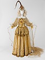Wedding ensemble, Yves Saint Laurent (French, founded 1961), (a) metallic thread, silk, metal, glass, cotton, nylon
(b) cotton, horsehair
(c) metallic thread, silk, metal, glass, feathers
(d, e) leather
(f) silk
(g) metal, glass
(h) metal
(i, j) metal, glass, French