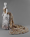 Court presentation ensemble, House of Worth (French, 1858–1956), (a) silk, metal, feathers, glass; (b–d) silk, metal; (e, f) silk; (g) feathers, silk, metal; (h–l) silk, metal, French